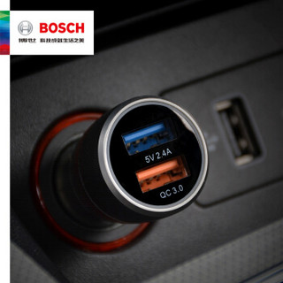 博世（BOSCH）车载充电器18W快充 车充点烟器/头 双USB一拖二 QC3.0 纯铜外壳 330J