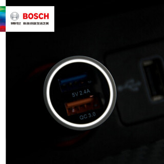 博世（BOSCH）车载充电器18W快充 车充点烟器/头 双USB一拖二 QC3.0 纯铜外壳 330J