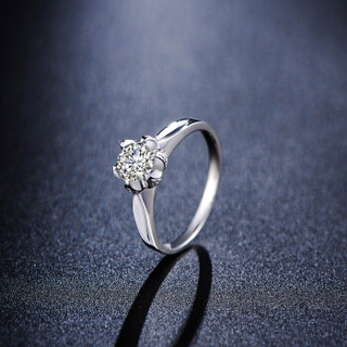 鸣钻国际 50分钻戒女 白18k金钻石戒指结婚求婚女戒 情侣钻石对戒女款 魅影 9号