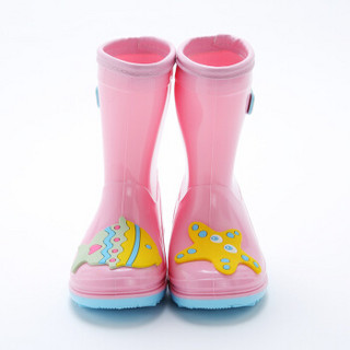 hugmii儿童雨鞋学生卡通雨靴宝宝胶鞋水鞋 粉色小鱼 26码/18cm
