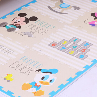 迪士尼Disney 正版 拼接爬爬垫 淡雅米奇 XPE安全环保婴幼儿爬行垫卡通防潮儿童拼接垫 58*58*2(六片装)