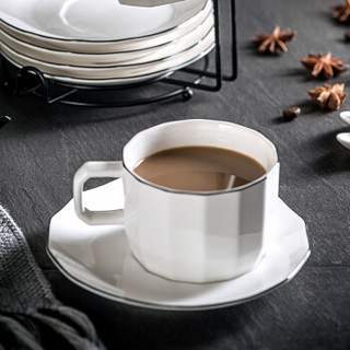 友来福家用咖啡杯欧式小奢华 简约陶瓷杯碟套装 英式下午茶杯茶具马克杯二杯碟