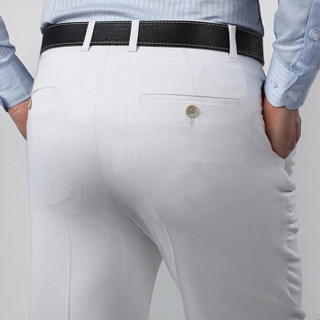 凯撒 KAISER 西裤男 夏季薄款透气亚麻西裤 商务休闲直筒西裤长裤 632白色 30(2尺3)