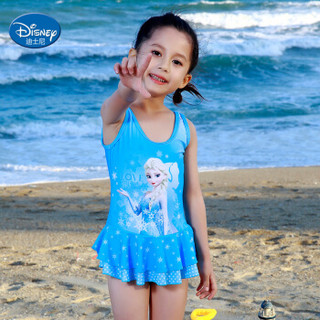 迪士尼（DISNEY）儿童泳衣 迪士尼冰雪奇缘系列 女童连体裙式泳装S19B2Q0125B 湖蓝色 120