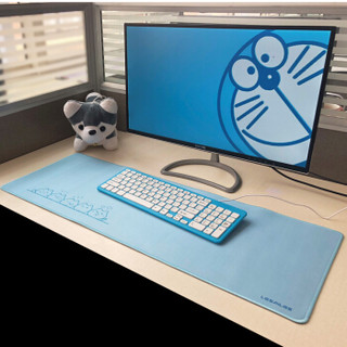 飞遁（LESAILES）800*300*3mm可爱团子猫咪蓝色游戏电竞鼠标垫 超大电脑键盘桌垫 易清洁