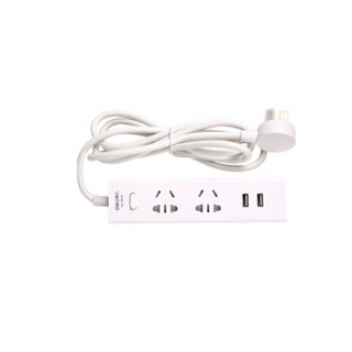得力 插座/插排插/线板 得力（deli）18216 4插位（含2位USB插口）1.8米延长线多功能电源插座(白)