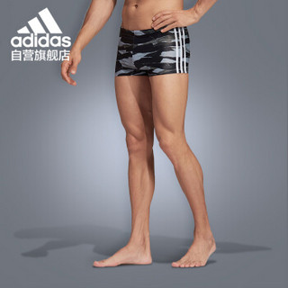 阿迪达斯 adidas 男士泳裤大码速干抗氧化男士平角运动游泳裤泳衣装备 DP7520 黑色 2XL