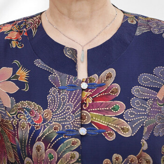 堡晟 2019夏季新品中老年妈妈装奶奶装大码短袖T恤印花 KKJS8075 红色 XL
