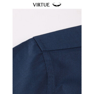 富绅Virtue 骑兵丝光斜纹免烫修身长袖男士法式衬衫 YCF40123015 卡尔顿藏青 40