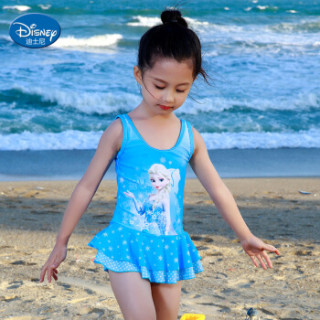 迪士尼(DISNEY)儿童泳衣 迪士尼冰雪奇缘系列 女童连体裙式泳装S19B2Q0125B 湖蓝色 130