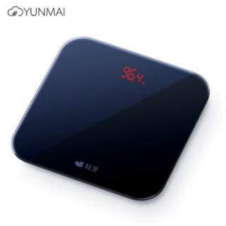 云麦(YUNMAI)轻灵S2体重秤 家用电子秤 高精度健康秤 隐藏式LED灯显示 黑色
