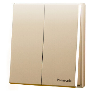 松下( Panasonic)开关插座面板 二开多控开关面板 双开多控墙壁墙面开关 悦宸系列86型 WMWM596MYZ 金色