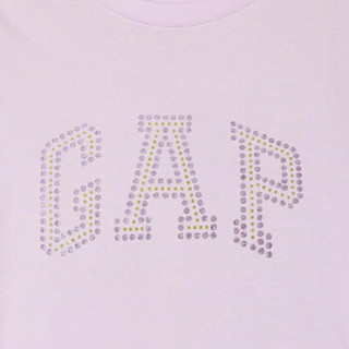 Gap旗舰店 女装棉质短袖T恤柔软弹力圆领内搭logo上衣女士打底衫 355266 粉紫色 XXS