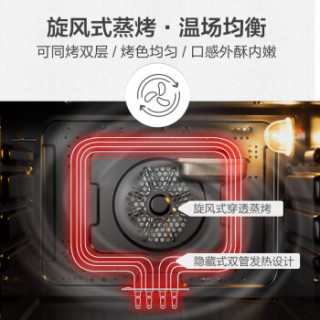小熊(Bear )家用多功能搪瓷内胆电烤箱 智能专业烘焙 20L大容量旋风式水浴蒸烤DKX-D20D2