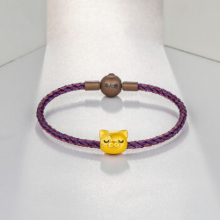 周六福 珠宝萌猪星球系列自在猪 黄金转运珠手绳 定价ADKQ163788 约1g