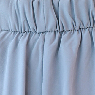 丝柏舍2019夏装新款女圆领无袖上衣搭阔腿裤纯色气质套装 S82R1237NA195XL 蓝灰色 XL