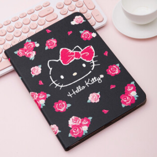 Hello Kitty iPad Air 2019新款保护套iPad Pro10.5英寸保护壳 卡通防摔休眠全包支架皮套 蕾丝款 心语凯蒂黑