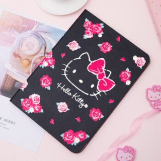 Hello Kitty iPad Air 2019新款保护套iPad Pro10.5英寸保护壳 卡通防摔休眠全包支架皮套 蕾丝款 心语凯蒂黑