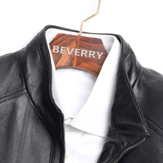 比菲力(BEVERRY)2018秋季新款海宁绵羊皮皮衣男士机车皮夹克外套修身韩版潮帅气 ZYPY003 黑色 L