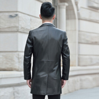 金盾(KIN DON)绵羊皮衣 新款男士百搭中长款皮衣外套5017-703黑色M