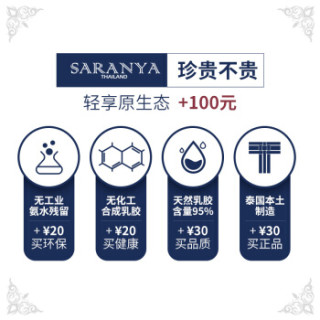 萨兰雅Saranya原装进口天然乳胶枕头 人体工学 三曲线设计颈椎 曼谷款 高低平面乳胶枕