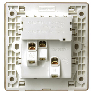 霍尼韦尔(honeywell)开关插座面板 五孔插座带USB充电二三极插座 境尚系列 金色