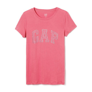 Gap旗舰店 女装棉质短袖T恤柔软弹力圆领内搭logo上衣女士打底衫 355266 巴洛克玫瑰色 L