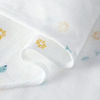 全棉时代(Purcotton)婴儿双层纱布三角巾62cm*43cm 小云朵+海豚湾 2条装