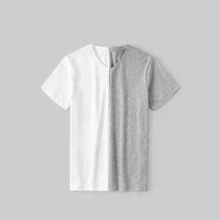 HLA海澜之家短袖汗衫男2019春季新品V领弹力打底汗衫两件装HUAAJ1R010A漂白/浅灰10185/110(XXXL)