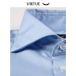 Virtue富绅贡缎丝光棉免烫法式衬衫商务正装男礼服纯棉长袖衬衣YCM60242017温莎浅蓝 44