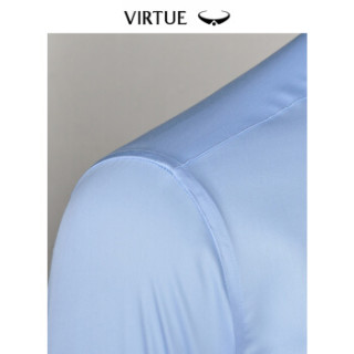 Virtue富绅贡缎丝光棉免烫法式衬衫商务正装男礼服纯棉长袖衬衣YCM60242017温莎浅蓝 44