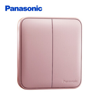 松下（ Panasonic）开关插座面板 二开双控开关面板 双开双控墙壁开关 格彩系列86型  WPC504MYL 玫瑰金色