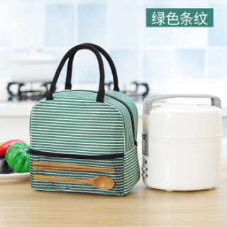 BUBM 饭盒袋双层铝箔保温袋带饭手提午餐包学生保温便当包防水加厚 BWD-F绿色(有网款)