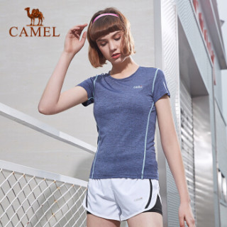 骆驼 CAMEL瑜伽套装女款夏季短袖运动服显瘦百搭圆领上衣健身房两件套 C9S1U8619 XL