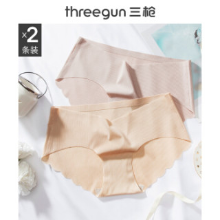 THREEGUN 三枪 1940Z730B0 内裤女 无痕低腰打底内衣棉档女士三角裤(2枚装) 组合1(粉白条+黄白条) M