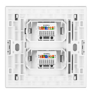 松下（ Panasonic） 开关插座面板 网络电脑插座面板 2位电脑墙壁弱电插座 悦宸系列86型 WMWM412 白色