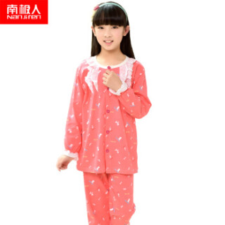 南极人(Nanjiren)儿童家居服男童女童短袖睡衣夏季薄款中大童衣服可爱卡通款 女童短袖西瓜红小狗 120