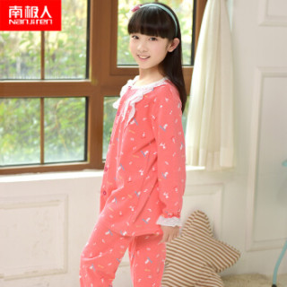 南极人(Nanjiren)儿童家居服男童女童短袖睡衣夏季薄款中大童衣服可爱卡通款 女童短袖西瓜红小狗 120