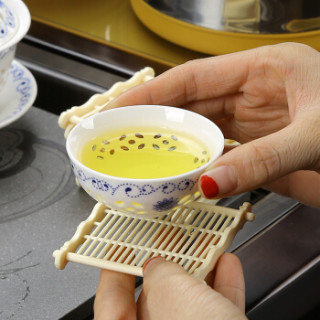尚帝(shangdi)家用整套茶具实木茶盘陶瓷茶具青花功夫茶具套装茶壶带电热炉四合一 祥云吉祥镂空智能套装