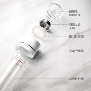 物生物(RELEA)玻璃杯 茶水分离杯男女泡茶杯创意便携水杯花茶杯子过滤随手杯 茶时琉璃黑 300ML