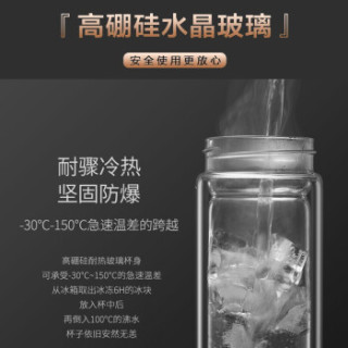 物生物(RELEA)玻璃杯 茶水分离杯男女泡茶杯创意便携水杯花茶杯子过滤随手杯 茶时琉璃黑 300ML