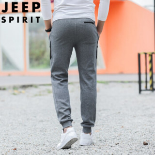 吉普 JEEP 卫裤男运动裤束脚 2019春季新款男士休闲简约纯色长裤小脚UT1111 灰色 L