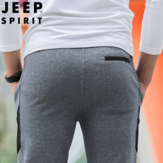 吉普 JEEP 卫裤男运动裤束脚 2019春季新款男士休闲简约纯色长裤小脚UT1111 灰色 L
