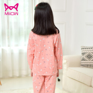 猫人(MiiOW)儿童睡衣纯棉长袖短袖春夏季女孩中大童童装家居服套装 粉红小伞 140
