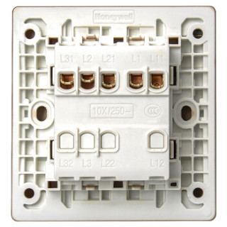霍尼韦尔(honeywell)开关插座面板 三位单控三开单控开关 境尚系列 金色