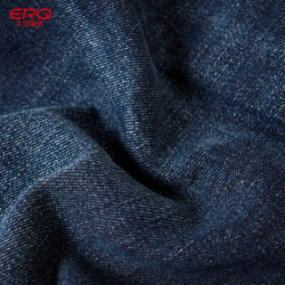 ERQ2018女士牛仔裤新品秋冬保暖磨毛中腰窄脚弹力休闲潮流小脚裤 蓝色 30