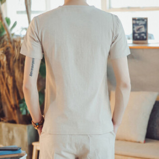 金盾(KIN DON)短袖T恤 2019夏季新款男士时尚百搭V领短袖T恤A082-T187卡其色5XL
