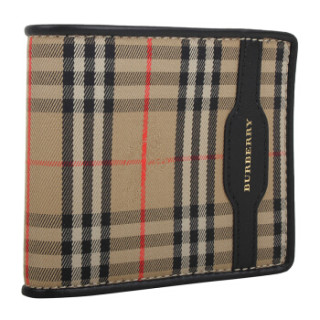BURBERRY 博柏利 女士格纹1930系列织物配皮短款钱包钱夹 80068821 古典黄色