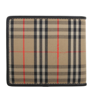 BURBERRY 博柏利 女士格纹1930系列织物配皮短款钱包钱夹 80068821 古典黄色