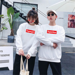 新薇丽(Sum Rayleigh)2019春季新款 韩版潮情侣装卫衣外套宽松学生装 HZDF6012 白色红图加厚加绒 XL女